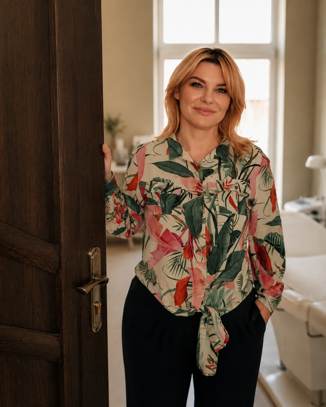 Anna Taborska podczas wykonywania zabiegu